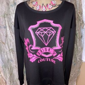 💖💎EUC Vintage Y2K Juicy Couture LS Rhinestone Detailed Top Sz L💎💖